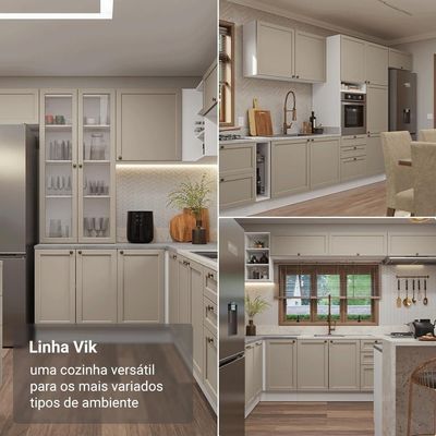Balcão De Cozinha 40 Cm 3 Gavetas Branco-crema Vik Madesa Branco-crema