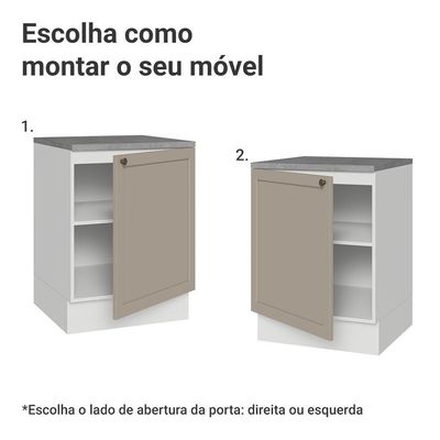 Balcão De Cozinha 60 Cm 1 Porta Branco-crema Vik Madesa Branco-crema