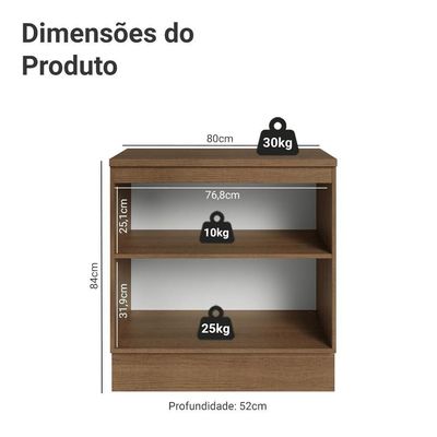 Balcão De Cozinha 80 Cm 2 Portas Rustic-crema Vik Madesa Rustic-crema