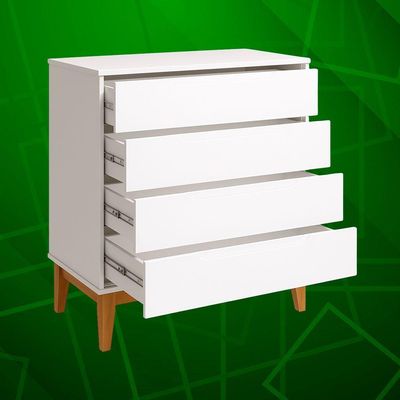 Comoda Gaveteira Elfe Classic 4 Gavetas Branco Fosco - Moveisaqui