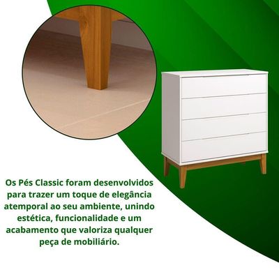 Comoda Gaveteira Elfe Classic 4 Gavetas Branco Fosco - Moveisaqui