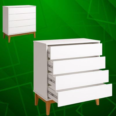 Comoda Gaveteira Elfe Classic 4 Gavetas Branco Fosco - Moveisaqui