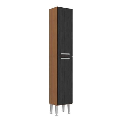 Paneleiro Armário De Cozinha 31,5cm 2 Portas Flex Pequim Multimóveis Mp2382 Madeirado/preto