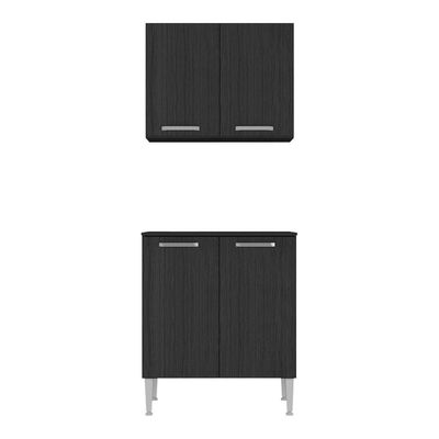 Kit Armário De Cozinha Aéreo Com Balcão 70cm 4 Portas Pequim Multimóveis Mp2380 Preto