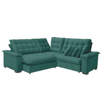 Sofá Manchester 2.63x2.63m De Canto, Retrátil E Reclinável - Verde