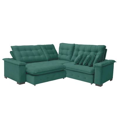 Sofá Manchester 2.63x2.63m De Canto, Retrátil E Reclinável - Verde