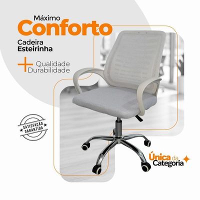 Cadeira De Escritório Esteirinha Mesh Ergonômica Giratória Branco