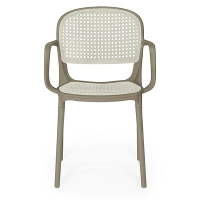 Kit 6 Cadeiras De Jantar Roma Prática Com Braços Para Sala E Cozinha - Branco/cinza Escuro