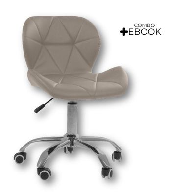 Cadeira Office Eiffel Slim Oficial Giratória Bege 1