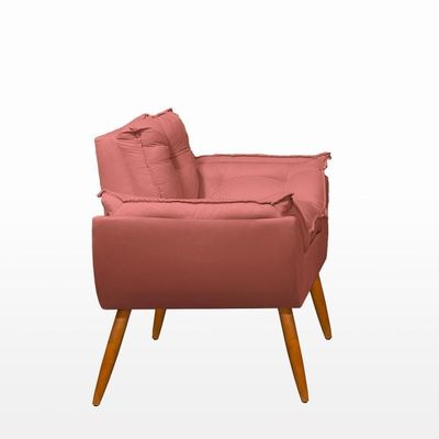 Kit 02 Poltronas + Sofá 2 Lugares Com Puff Opala Balaqui Rosa