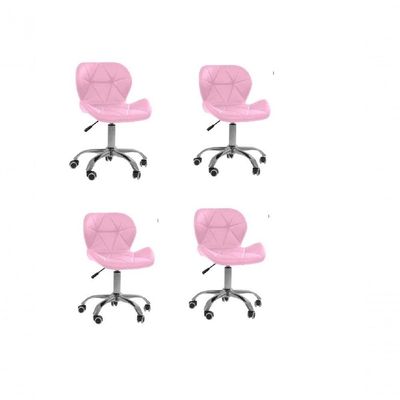 Kit 4 Cadeiras Office Eiffel Slim Base Oficial Rosa