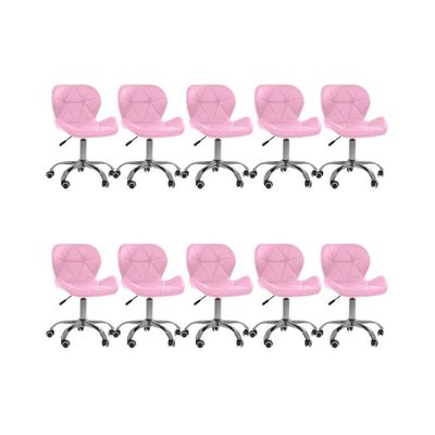 Kit 10 Cadeiras Office Eiffel Slim Ajustável Oficial Rosa