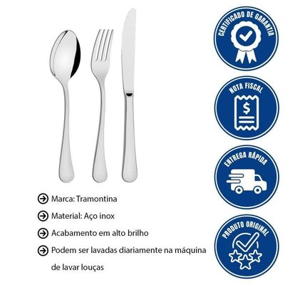 Faqueiro Tramontina Zurique Em Aço Inox Facas De Mesa Forjadas Acabamento Brilho 42 Peças 66986180