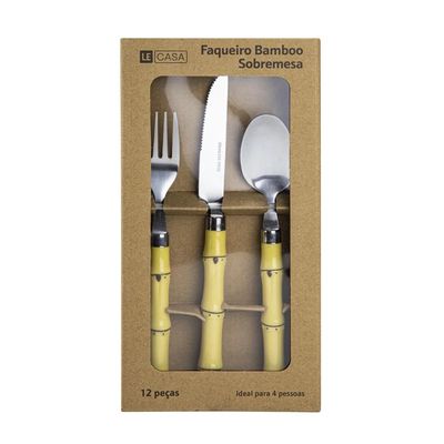 Faqueiro Le Bamboo Sobremesa com 12 Peças
