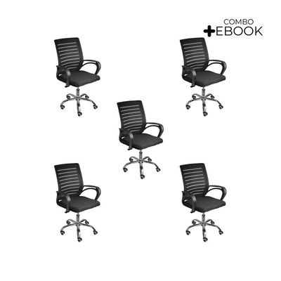 Kit 5 Cadeiras De Escritório Diretor Roma Oficial