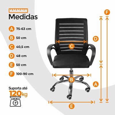 Kit 5 Cadeiras De Escritório Diretor Roma Oficial