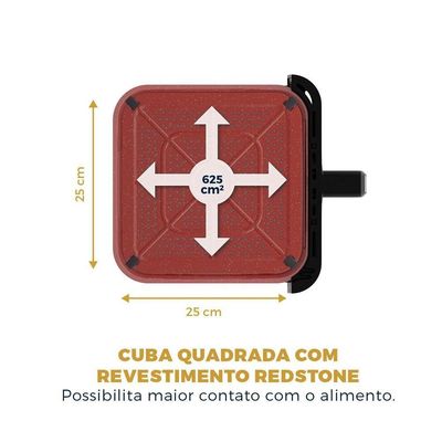 Air Fryer Britânia 8L Redstone Visor Glass BAF80A 220V