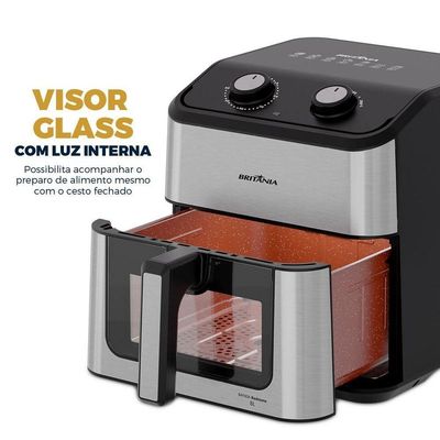 Air Fryer Britânia 8L Redstone Visor Glass BAF80A 220V