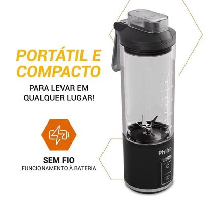 Blender Liquidificador Portátil Philco 700ml Sem Fio PLQ01A Bateria