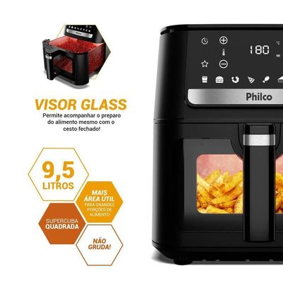 Air Fryer Philco 9,5L Visor Glass Redstone 1800W PAF95A 110V