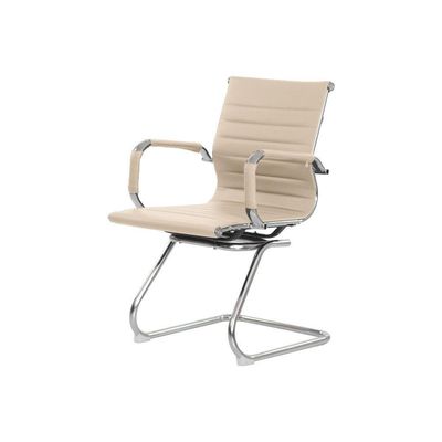 Kit 2 Cadeiras Escritório Interlocutor Stripes Fixa Pu Nude