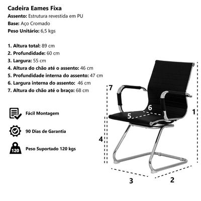 Kit 2 Cadeiras Escritório Interlocutor Stripes Fixa Pu Nude