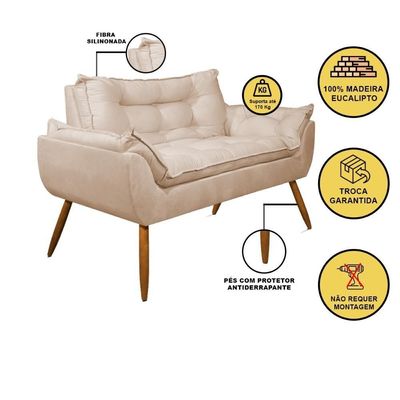 Kit 2 Poltronas + Namoradeira + Puff Opala Decorativa Balaqui Bege