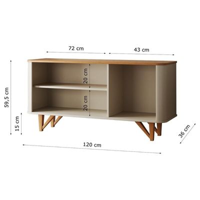 Rack Venice 120cm Para Tv Até 50 Com Pés Em Madeira Maciça Off White-nature Off White-nature