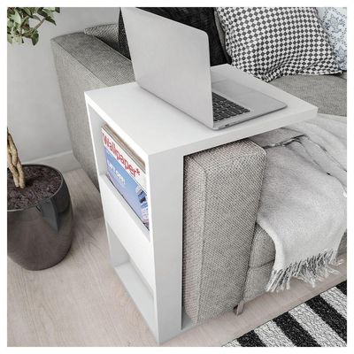 Mesa Apoio Lateral Book Sofá Ou Cama Caemmun Branco