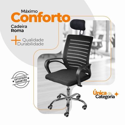 Cadeira De Escritório Diretor Roma Oficial Apoio + E-book 1 Unidade