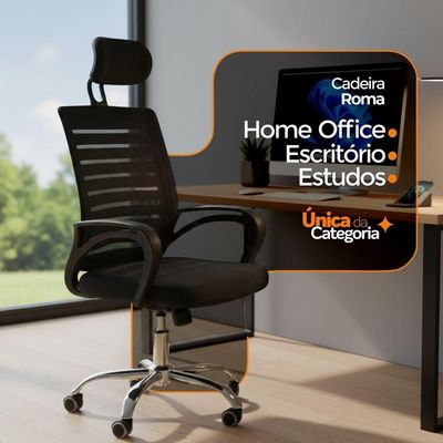 Cadeira De Escritório Diretor Roma Oficial Apoio + E-book 1 Unidade