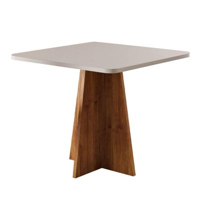 Mesa Sala De Jantar Quadrada 0,90m Moove Madeirado/off White
