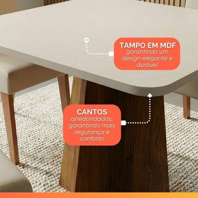 Mesa Sala De Jantar Quadrada 0,90m Moove Madeirado/off White