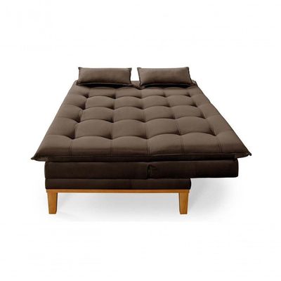 Sofá Cama Reclinável Casal 1,84m Island Suede Marrom Premium