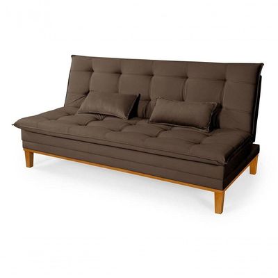 Sofá Cama Reclinável Casal 1,84m Island Suede Marrom Premium