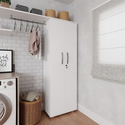 Kit 2 Armário Organizador Multiuso Kiev Lavanderia 2 Portas Branco