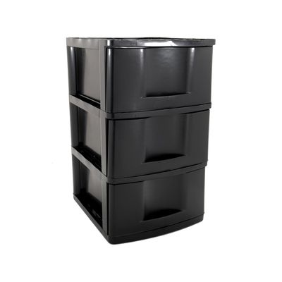 Gaveteiro de Chão São Bernardo com 3 Gavetas Plástico 33x38x56cm Preto