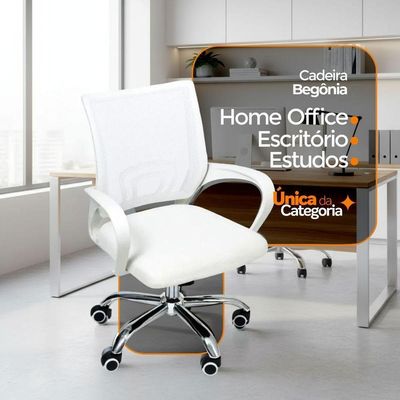 Kit 2 Cadeiras De Escritório Begonia Ergonômico Branco