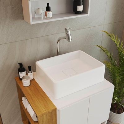 Gabinete Troia Espelheira Cuba Raffinata Branca E Papeleira Branco-naturale