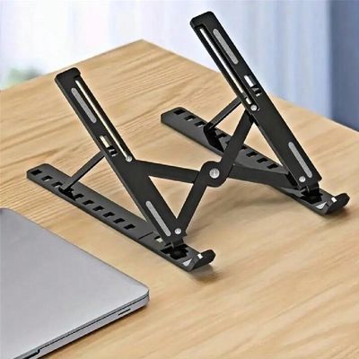 Suporte Articulado Notebook Tablet Ergonômico Ajustável Dobrável Antiderrapante Mesa Escritório Preto