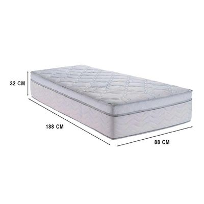 Cama Box Solteiro 88 Sintético Branco Com Colchão Toronto Molas Ensacadas Branco D33 32cm