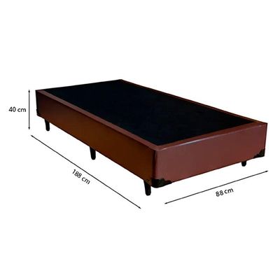 Cama Box Solteiro 88 Sintético Marrom Com Colchão Toronto Molas Ensacadas Branco D33 32cm