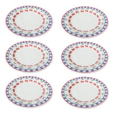 Prato Raso de Cerâmica Donna Jardim de Cerejas 24cm 6 Unidades - Biona 149866