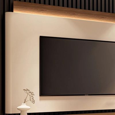 Painel Tv 85 Pol Nobre E Rack Bancada ária Off-castanho - Hb Móveis