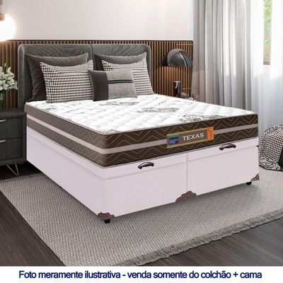 Cama Box Baú Casal Bipartido Sintético + Colchão Molas Ensacadas Texas Prime Colchões 138cm Suporta Até 120kg Por Pessoa