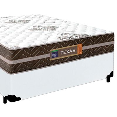 Cama Box Casal Sintético + Colchão Molas Ensacadas Texas Prime Colchões 138cm Branco - Suporta Até 120 Kg Por Pessoa