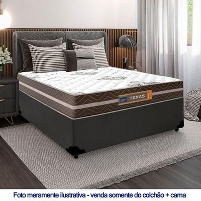 Cama Box Casal Sintético + Colchão Molas Ensacadas Texas Prime Colchões 138cm - Suporta Até 120 Kg Por Pessoa Cor:cinza
