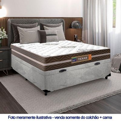 Cama Box Baú Casal Suede + Colchão Molas Ensacadas Texas Prime Colchões 138x188x67cm Cinza