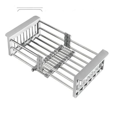 Escorredor Pia Inox Retratil Ajustavel Suporte Lavar Frutas Legumes Verduras