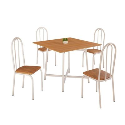 Conjunto Sala De Jantar 90x90 Ilhabela 4 Cad Branca C- Jambo